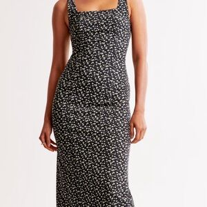 Navy stretch column midi dress